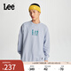 Lee舒適版圓領(lǐng)寬松大Logo男女同款長(cháng)袖衛衣休閑潮流LUT009109204 天藍色(尺碼偏大，拍小一碼） L