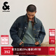 杰克·瓊斯（JACK&JONES）25年男裝秋季牛仔外套男潮酷寬松夾克尖領(lǐng)簡(jiǎn)約紐扣多口袋長(cháng)袖上衣 A12深牛仔藍 S （170）
