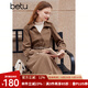 百圖betu女裝秋冬新款連衣裙時(shí)髦拼接兩件式法式復(fù)古裙子2310T92 咖啡色 L