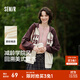森馬（Semir）外套女連帽插肩袖寬松上衣女士秋季潮流刺繡撞色夾克美式復古 白咖色調00415 M