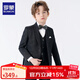 羅蒙兒童禮服男童西裝套裝馬甲三件套花童畢業(yè)演出服表演鋼琴主持人西 男童五件套（三件套+襯衫+馬甲） 160