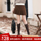 百圖betu女裝秋冬新款半身裙學(xué)院風(fēng)顯瘦燈芯絨百褶裙短裙2310T73 咖啡色 L