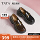 他她（TATA）盧昱曉同款魔法偵探厚底樂(lè )福鞋女真皮黑色小皮鞋JK鞋單鞋 黑色（寬版-跟高6CM） 37