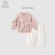乖奇熊女寶寶純棉衛衣分體套裝春秋季嬰兒童抓絨保暖兩件套衣服外出洋氣