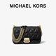MICHAEL KORS新年禮物奢侈品MK女士包包SLOAN皮質(zhì)鏈條單肩斜挎包小號黑色/金色