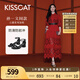 KISSCAT接吻貓孫一文同款【云感】25夏方頭粗跟時(shí)裝涼鞋黑色一字帶涼鞋 黑色 37