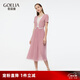 歌莉婭壓褶連衣裙女夏2025新款大方得體穿搭假兩件裙子1E4L4H3X0 02R珍珠粉 S
