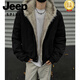 JEEP SPIRIT美式cleanfit毛領(lǐng)連帽座山雕情侶羽絨棉服冬季保暖短款棉衣外套男 加肥加大碼男裝-黑 色 男生-款 2XL 建議140-160斤