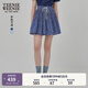 Teenie Weenie小熊半身裙女2025年夏季新款細褶碎花小清新文藝短裙 藏青色 S