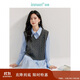 茵曼老錢(qián)風(fēng)麻花毛針織2025秋季女裝百搭馬甲通勤毛衣 蒼灰 L