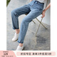 香影直筒牛仔褲女2025夏季新款長(cháng)褲藍色高腰寬松梨形顯瘦卷邊褲子 淺藍 M