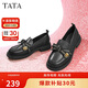 他她Tata甜美蝴蝶結方跟樂福鞋女一腳蹬單鞋春季WCPA1AA3 黑色 38