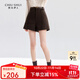秋水伊人復古時(shí)尚高腰A字闊腿短褲冬季新款女百搭呢子休閑褲 咖啡色 L