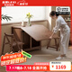 樂(lè )系（LEXI） 折疊餐桌家用小戶(hù)型可移動(dòng)桌椅組合可伸縮吃飯桌子 實(shí)木折疊餐桌-胡桃色-140-無(wú)椅