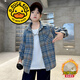 G.duck小黃鴨童裝男童格子襯衫加絨加厚保暖8兒童9休閑百搭潮流長(cháng)袖襯衣 藍色 120 cm