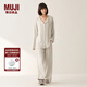 無(wú)印良品（MUJI）女式柔軟針織前開(kāi)睡衣套裝女士家居服女款女裝25年秋季 FD32CC5A 象牙白色 S -M 上裝160/84A 下裝160/66A