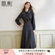 香影復(fù)古格子襯衫連衣裙女2025秋季新款長袖學(xué)院風(fēng)法式翻領(lǐng)襯衣裙 藏青 L 165/88A/110-125斤
