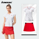 川崎（KAWASAKI）羽毛球服套裝男女款短袖T恤短褲短裙透氣快干專(zhuān)業(yè)團隊運動(dòng)服飛天 【套裝】女款-朱砂紅 L