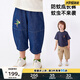 馬·拉丁（M.Latin）/童裝兒童褲子夏裝新款男女小童小熊印花口袋梭織中褲 牛仔深藍(lán) 110cm