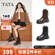 他她（TATA）女靴子2025秋季彈力靴時(shí)裝靴厚底顯瘦增高短靴CE401DZ5 啡色 37