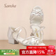 三沙（Sansha）兒童專(zhuān)業(yè)拉丁舞鞋女童軟底低跟跳舞鞋舞蹈鞋初學(xué)者白色 白色 33 