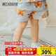 Milkbarn夏季兒童短褲 1-8歲寶寶純棉褲子休閑五分褲男女童中褲 灰藍(lán)牦牛 90 cm