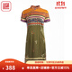 漁（FC SG）漁牌女裝連衣裙2023新款女夏季印花真絲中國(guó)風(fēng)改良旗袍女FGFB0006 軍綠 XL