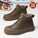 公牛世家棉鞋秋冬新款加絨加厚保暖雪地靴厚底高幫休閑皮鞋男士防寒鞋子