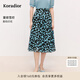珂萊蒂爾2025年夏季新款優(yōu)雅蝴蝶印花半身裙子女中長裙 灰藍 L