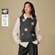 茵曼（INMAN）茵曼花朵刺繡疊搭馬甲2025冬女裝新款無(wú)袖毛織背心上衣 灰色 XL