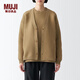 無印良品（MUJI）Labo 男女通用 可水洗 V領(lǐng)開衫 針織毛衣外套秋冬款 米色 L（175/92A）