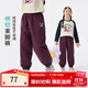 茵曼（INMAN）童裝女童純棉褲子卡通章仔點(diǎn)綴25秋季中大童寬松休閑束腳褲 深紫色 140