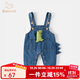 班喜迪男寶寶牛仔背帶褲秋裝新款嬰兒褲子兒童休閑直筒褲小童長(cháng)褲春秋季 藍色 90