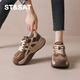 星期六復古輕便通勤松糕厚底德訓鞋女舒適時(shí)尚百搭運動(dòng)休閑鞋 棕色   39