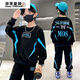 葉余男童春裝套裝2025新款兒童裝中大童春季帥洋氣男孩韓版運動(dòng)潮衣服 黑色CAL衛衣套裝 120 建議身高115cm