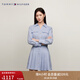 TOMMY HILFIGER春夏女裝時(shí)尚商務(wù)氣質(zhì)休閑通勤條紋收腰顯瘦寬松襯衫連衣裙 藍白條紋0BI S (34)