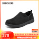 斯凱奇（Skechers）男士一腳蹬健步鞋懶人鞋父親鞋加絨棉鞋戶外休閑鞋 全黑色/BBK 42