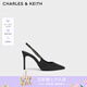 CHARLES&KEITH質(zhì)感鏈條尖頭高跟涼鞋子女鞋生日禮物七夕禮物送女友CK1-60280377 Black黑色 37 (235)