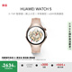 HUAWEI WATCH 5 42mm高端款爍金色904L不銹鋼表殼星云杏素皮復合表帶首創(chuàng  )X-TAP智感窗鴻蒙eSIM通信手表