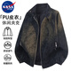 nasawassup麂皮絨夾克外套男春秋冬季美式潮牌寬松休閑大碼加絨立領(lǐng)PU皮衣 黑色 4XL 【建議190-210斤】
