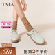 他她（TATA）QQ軟糖英倫單鞋女真皮厚底牛津鞋小皮鞋豆豆鞋新7A421CM4 7A421CM4米白（踩跟款） 36