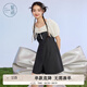 紫涵（ZIHAN）紫涵方領(lǐng)短袖連體褲女夏季設(shè)計感假兩件收腰A字闊腿短褲 深灰 S