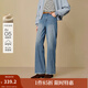 茵曼2025秋冬女裝新款復(fù)古休閑加絨保暖闊腿牛仔褲寬松磨損長褲 牛仔藍(lán) 29