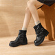 戈美其（GEMEIQ）商場(chǎng)同款小眾粗跟短靴子女2025新款爆款美拉德西部靴堆堆靴 黑色 【跟高4.5cm】 38