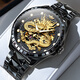 勞力士瑞士手表男機械表商務(wù)鑲鉆圈鏤空夜光防水高檔鎢鋼帶十大品牌男表 全黑【珍藏版】進(jìn)口機芯 終身質(zhì)保 42mm