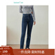 茵曼（INMAN）【商場(chǎng)同款】奧利絨小腳牛仔褲冬季女裝新款高腰鉛筆褲 牛仔藍 29