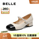 百麗（Belle）小香風(fēng)瑪麗珍鞋女2025春季新款真皮撞色淺口單鞋B2545AQ5 米白 36 (230mm)