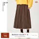 噢姆（AUM）【花影系列】AUM噢姆冬季新款棕色時(shí)尚波點(diǎn)印花燈芯絨A字半身裙 花色 L