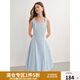 獨束（DUSHU）獨束大碼女裝無(wú)袖水母背心連衣裙2025夏季新款法式氣質(zhì)收腰吊帶裙 水母藍 XL （尺碼：3）