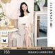 歌力思（ELLASSAY）【博主同款】25春夏新款微魚尾優(yōu)雅法式腰帶半身裙女EWB362Q00800 淺卡其 XS